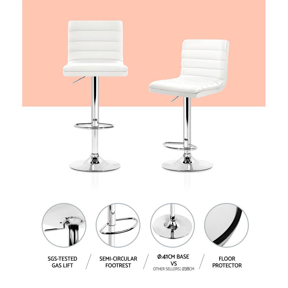 Artiss Set of 4 modern bar stools in white PU leather with chrome accents, featuring a thick padded seat and a sturdy base.